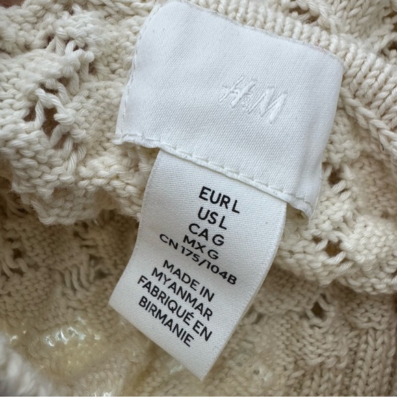 H&M tank top crochet knit seashell beach vibes boho cream white luxe stretchy - Picture 5 of 6